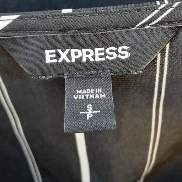 Express Striped Elastic Waist Ruffle Wrap Dress SIZE SMALL - Picture 8 of 16